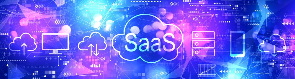 SaaS – software as a service concept with technology light background SaaS - software as a service concept with technology blurred abstract light background